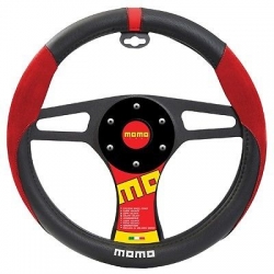 MOMO - BLACK RED CAR STEERING WHEEL COVER COMFORTABLE SUEDE