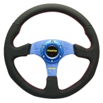 MOMO - CAR 14INCH LEATHER AUTOMOBILE RACE STEERING WHEEL BLUE