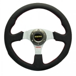 MOMO - CAR 14INCH LEATHER AUTOMOBILE RACE STEERING WHEEL SILVER