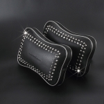 ONGO - CAR LEATHER PILLOW RIVET SEAT BLACK SILVER PAIR